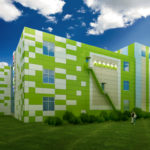 Яркие зеленые фасадные панели